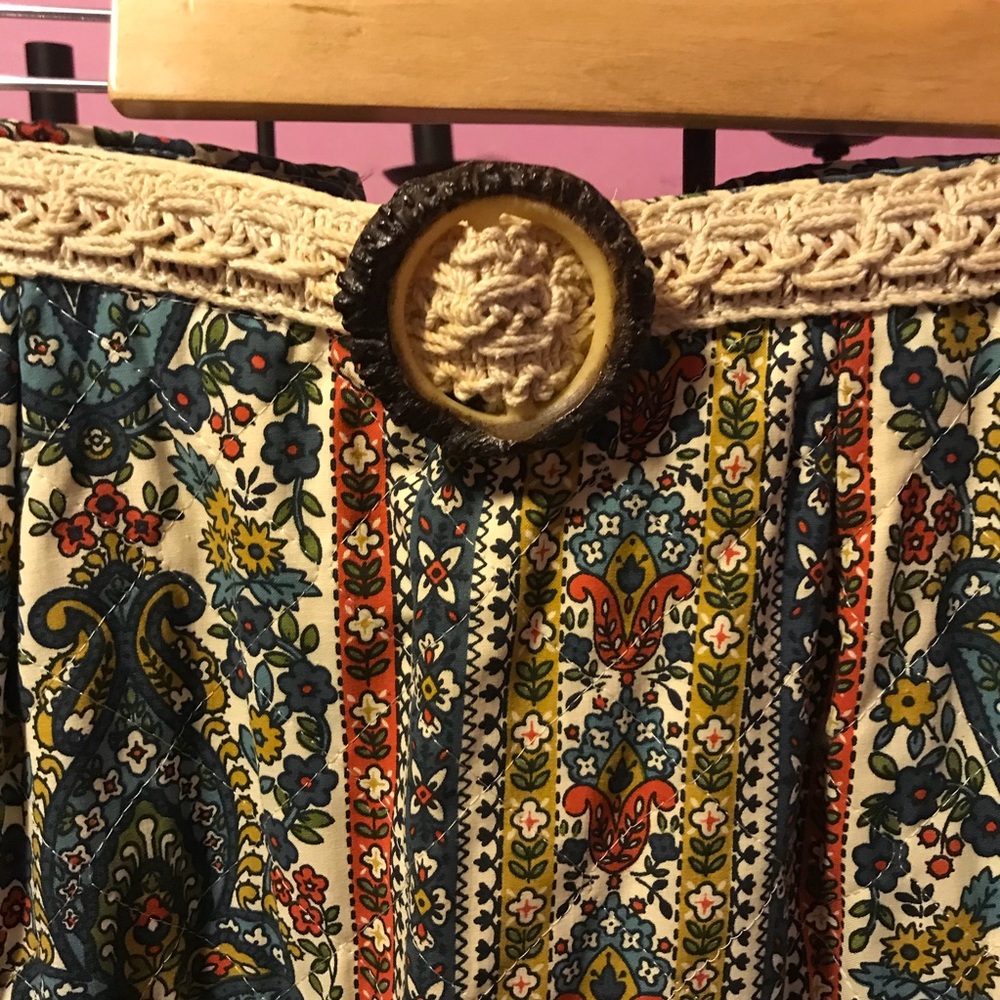 Perfect quilted vintage skirt with macrame belt